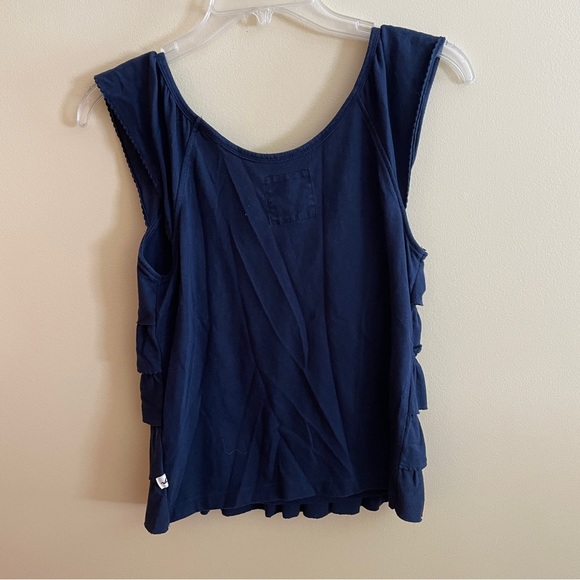 HOLLISTER Navy Blue Ruffle Sleeveless Tank Top Size S - Picture 2 of 5